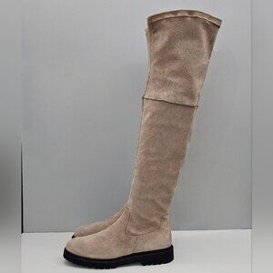Aquatalia Mire Over The Knee Boot Womens 10 Taupe Suede Waterproof Tall Pull On